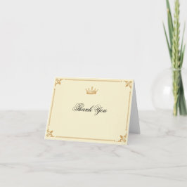 Cartão De Agradecimento Crown Regency em Ouro e Marfim Obrigada