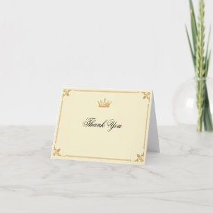 Cartão De Agradecimento Crown Regency em Ouro e Marfim Obrigada