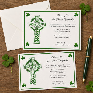 Cartão De Agradecimento Cruz Celta Irlandesa Católica Shamrocks Condolênci