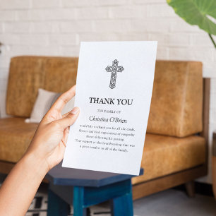 Cartão De Agradecimento Cruz Elegante do Nó Celta   Luto Funeral
