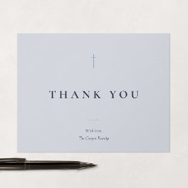 Cartão De Agradecimento Cruz Mínima Religiosa Grace Blue