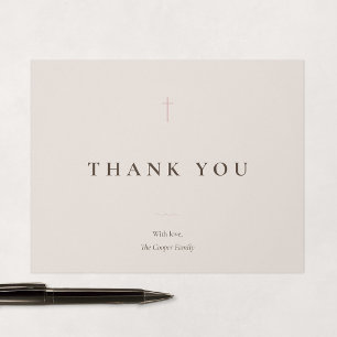 Cartão De Agradecimento Cruz Mínimo Grace Blush Religioso