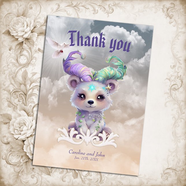 Cartão De Agradecimento Cubo de urso mágico com brilho pastel. (Criador carregado)