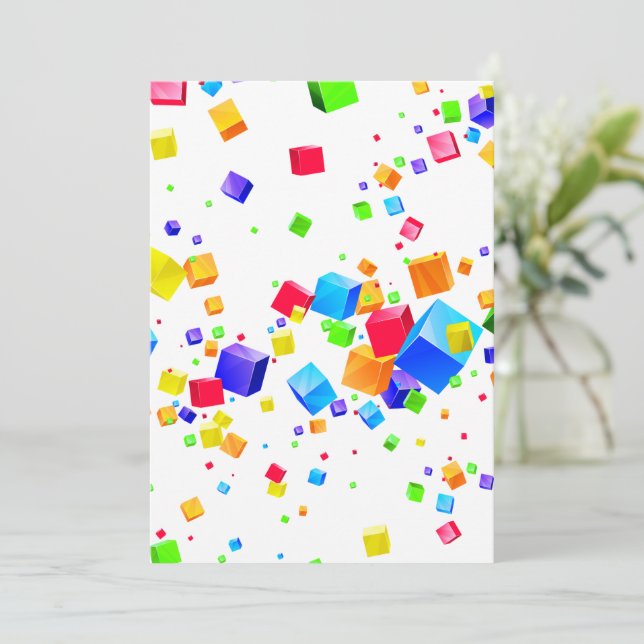 Cartão De Agradecimento Cubos Coloridos 1 (Em pé/Frente)