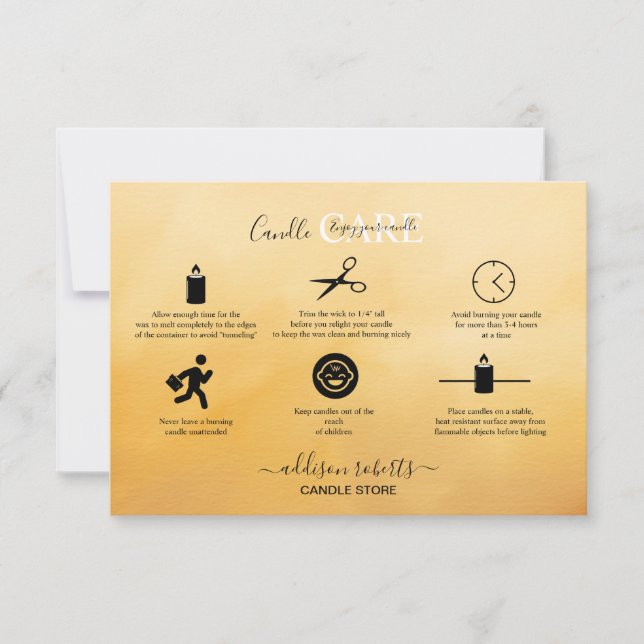 Cartão De Agradecimento Cuidados de Velas do Elegante Professional Terraco (Frente)