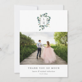 Cartão De Agradecimento Cume de Eucalipto | Foto de Casamento em Aquarela