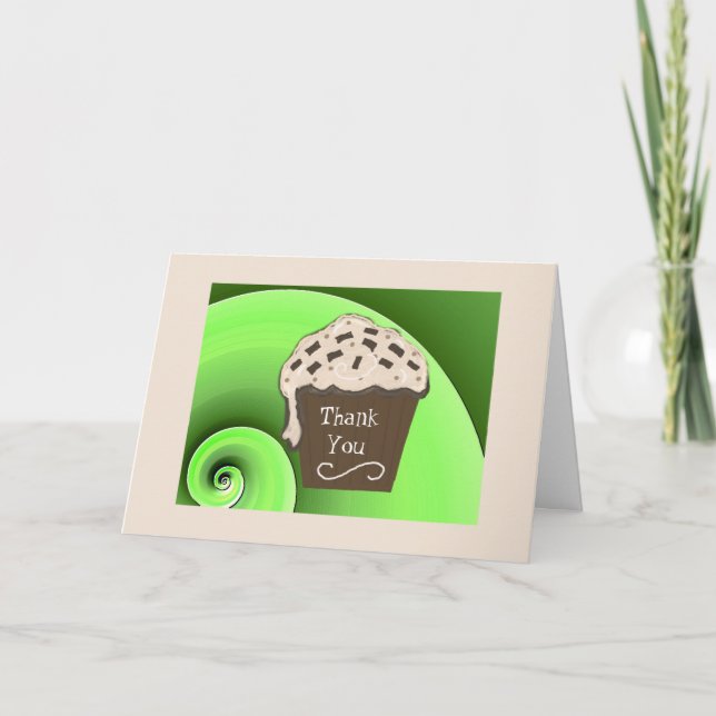 Cartão De Agradecimento Cupcake Mocha Obrigado (Frente)