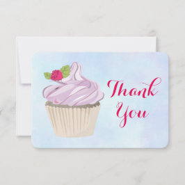 Cartão De Agradecimento Cupcake rosa delicioso Berry no topo Obrigado