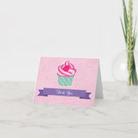 Cupcake rosa WIth Bolinhas Cherry Obrigado