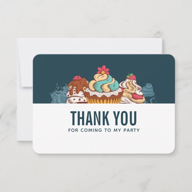 Cartão De Agradecimento Cupcakes de estilo retrorreflectores Doentes (Frente)