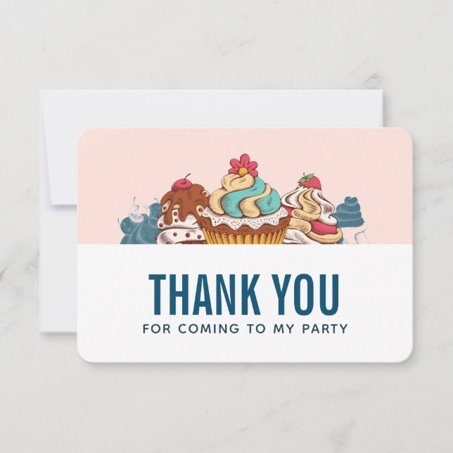 Cartão De Agradecimento Cupcakes de estilo retrorreflectores Doentes (Frente)