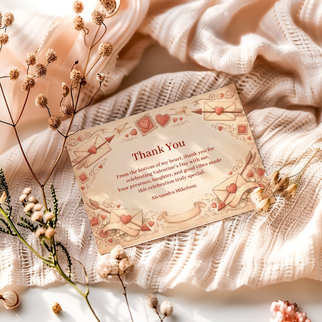 Cartão De Agradecimento Cupid Love Letters Valentine Party (Criador carregado)