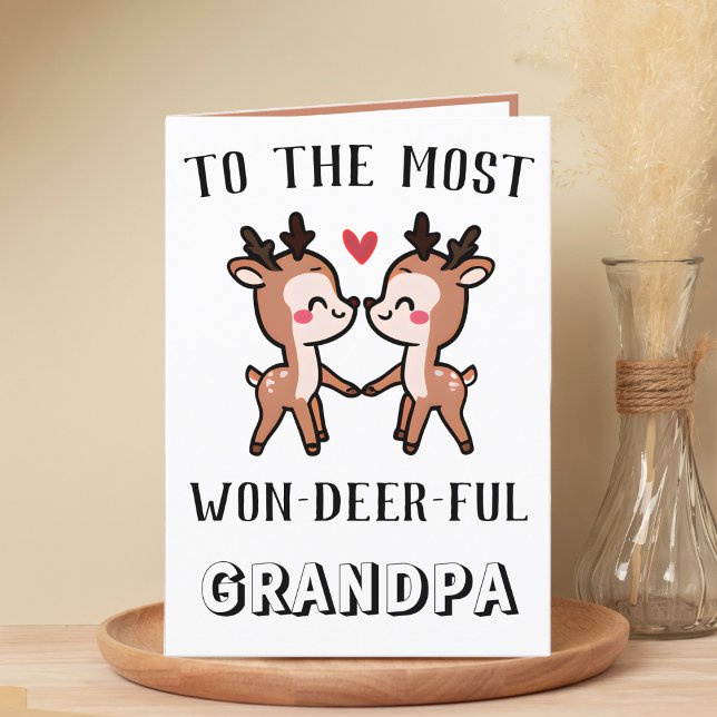 Cartão De Agradecimento Curioso Deer Buck Maravilhoso Avô Aniversário (cute deer birthday card for grandfather)