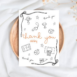 Cartão De Agradecimento Custom Basketball Thank you Card Doodle