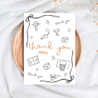 Cartão De Agradecimento Custom Basketball Thank you Card Doodle