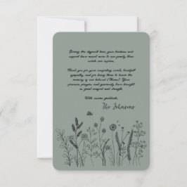 Cartão De Agradecimento Custom Elegant Wildflower Funeral Thank You Card