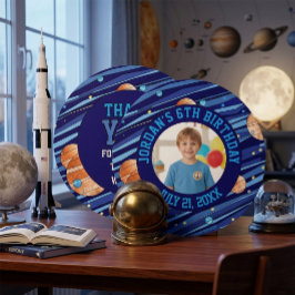 Cartão De Agradecimento Custom Photo Outer Space Planets Boy Birthday 