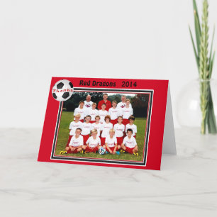 Cartão De Agradecimento Customizable Team Photo Soccer Card for Monica