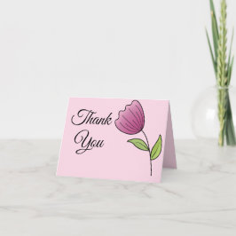 Cartão De Agradecimento Cuta de Tulipa Rosa Simples e Personalizada