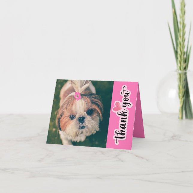 Cartão De Agradecimento Cute Adorável Shih Tzu Pet Cuidador (Frente)