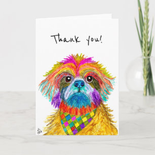 Cartão De Agradecimento Cute and Colorful Shih Tzu Greeting Card