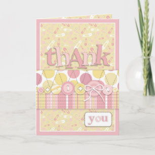 Cartão De Agradecimento Cute as a Button Girl TY Card