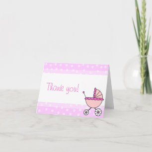 Cartão De Agradecimento Cute Baby Girl Carriage Design Thank You Cards