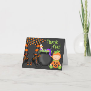 Cartão De Agradecimento Cute Baby in Pumpkin Costume Halloween Thank You