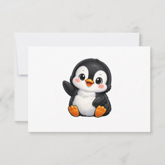 Cartão De Agradecimento Cute Baby Penguin Waving Cartoon Character Kids Ka