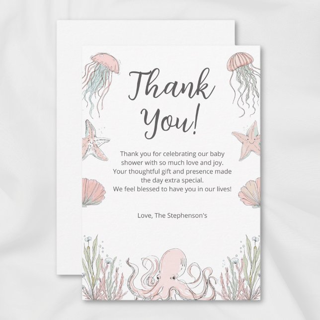 Cartão De Agradecimento Cute Baby Shower Ocean Coastal Theme (Criador carregado)