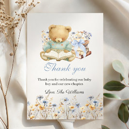 Cartão De Agradecimento Cute Bear Books Baby Shower Thank you