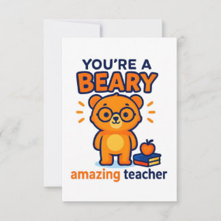 Cartão De Agradecimento Cute Bear Teacher Appreciation Card