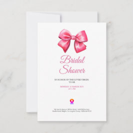 Cartão De Agradecimento cute blush pinky bow bridal shower invitation