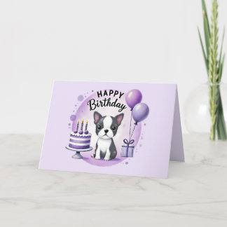 Cartão De Agradecimento Cute Boston Terrier Birthday Card