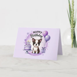 Cartão De Agradecimento Cute Boston Terrier Birthday Card 