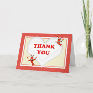 Cartão De Agradecimento Cute Cajun Crawfish (Lobster) Heart Thank You