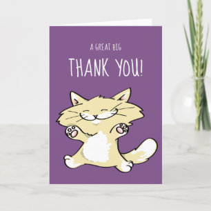 Cartão De Agradecimento Cute Cat Greeting Cards Thank You Note Template