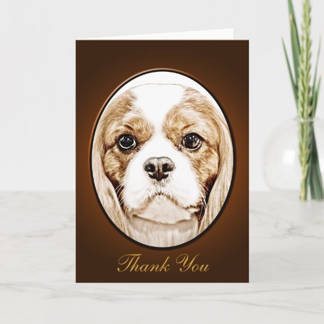 Cartão De Agradecimento Cute Cavalier King Charles Spaniel (Frente)