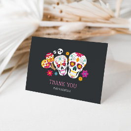 Cartão De Agradecimento Cute Dia dos Mortos Açúcar Caveiras Personalizadas