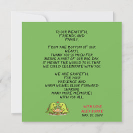 Cartão De Agradecimento Cute Dinosaur Couple Wedding Thank You Card