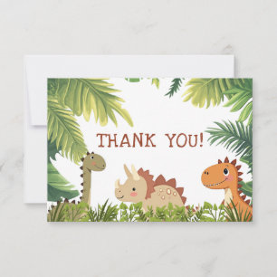Cartão De Agradecimento Cute dinossauro verde festa de aniversário obrigad