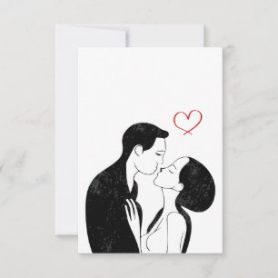 Cartão De Agradecimento Cute Doodle Amor Coração Romântico Casal Beijo