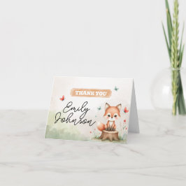Cartão De Agradecimento Cute fox baby shower invitation