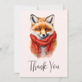 Cartão De Agradecimento Cute Fox in a Red Scarf Autumn Image
