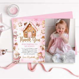 Cartão De Agradecimento Cute Gingerbread House Girl Birthday Photo
