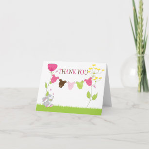 Cartão De Agradecimento Cute Girl Clothing Clothesline Thank You Note Card