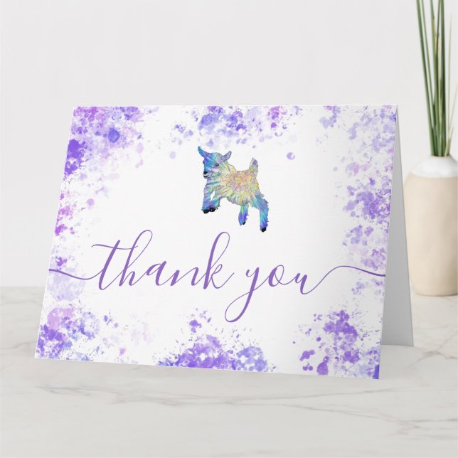 Cartão De Agradecimento Cute Goats Farm Birthday Party (Frente)