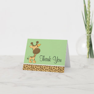 Cartão De Agradecimento Cute Green Giraffe Thank You