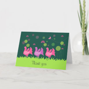 Cartão De Agradecimento Cute hen and flowers Thank You card
