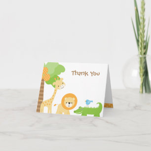 Cartão De Agradecimento Cute Jungle Animal Thank You Cards